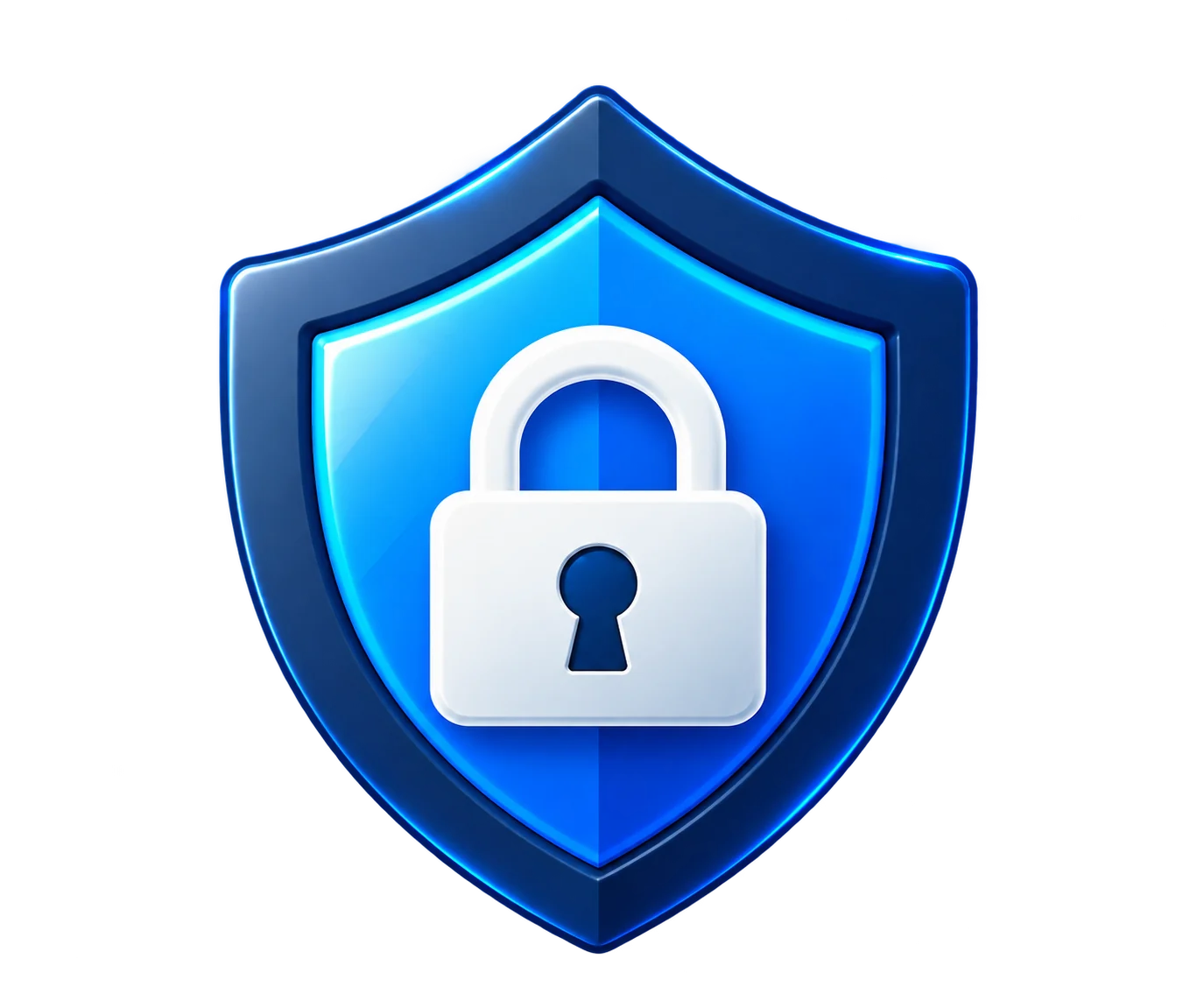 Blue shield and padlock surrounded by connected circuits
